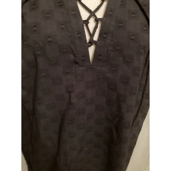 Loft Lace Up Flounce Swing Dress Black Size Lg Lightweight NEW 99$ - Picture 7 of 9